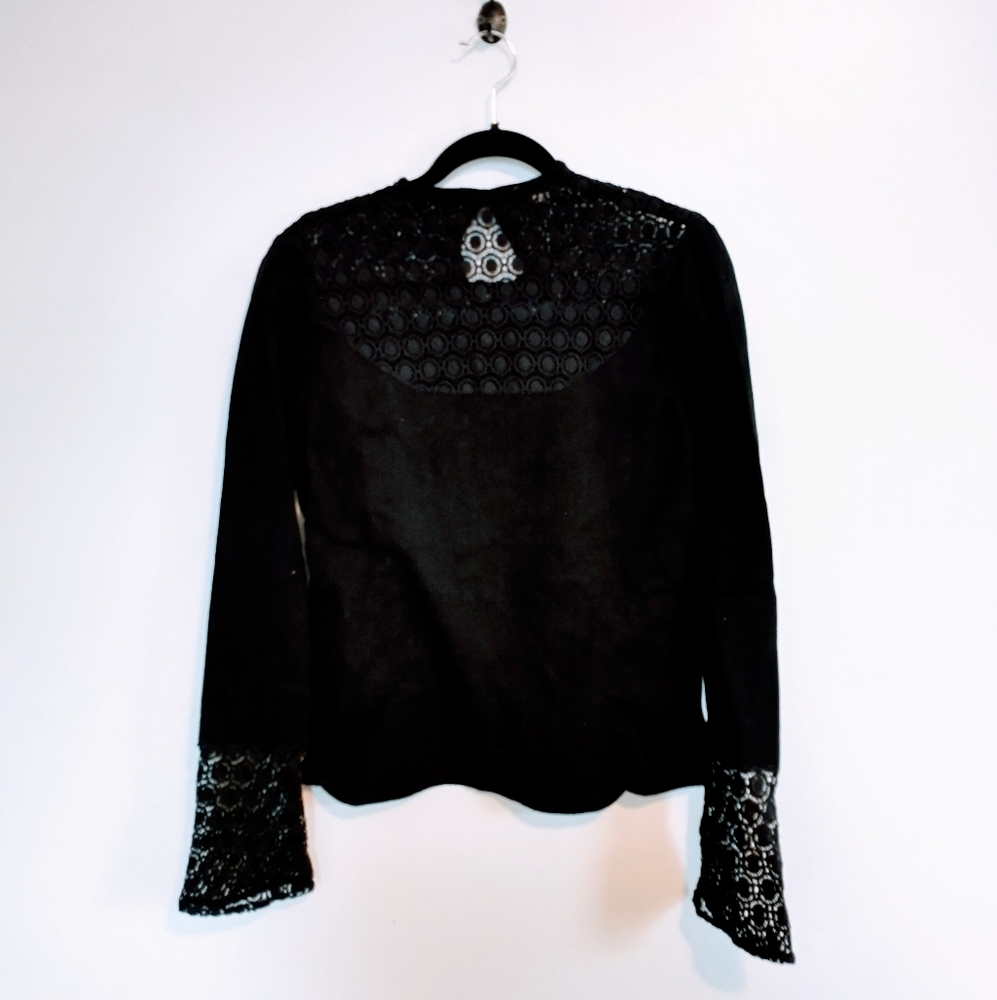 Goth black eyelet long sleeve top. Venus size large with bell sleeves
